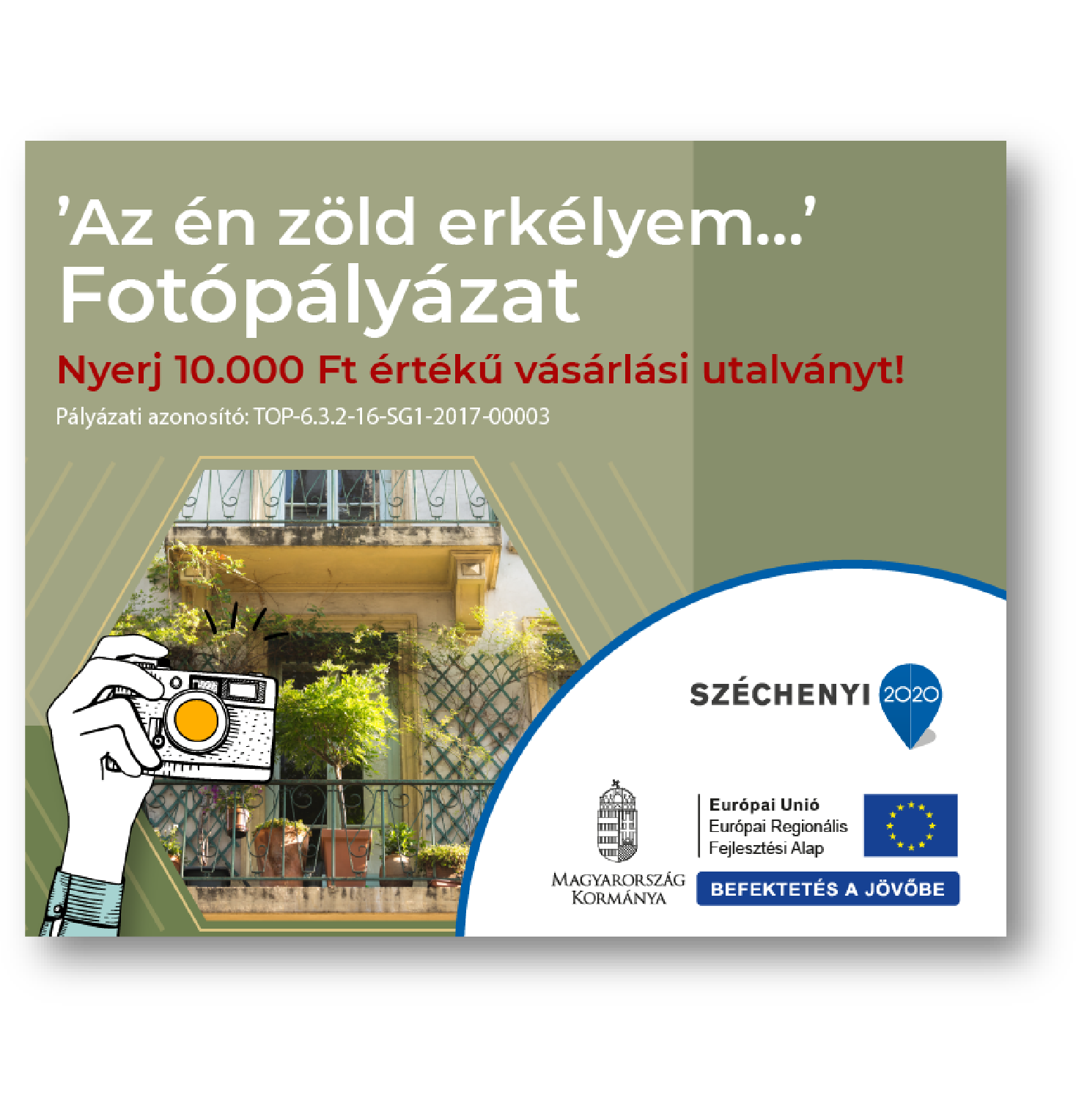Zöld színű banner a Zöld város rendezvényhez